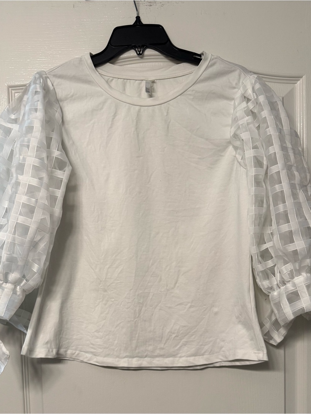 Kaktus White Puff Sleeve Tie Cuff Blouse Medium Cottagecore Romantic - Picture 2 of 8